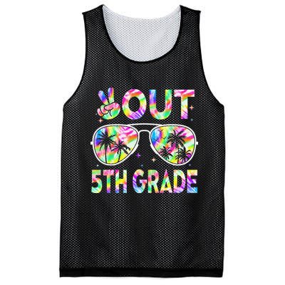 Peace Out 5th Grade Tie Dye Graduation Last Day Of School Mesh Reversible Basketball Jersey Tank