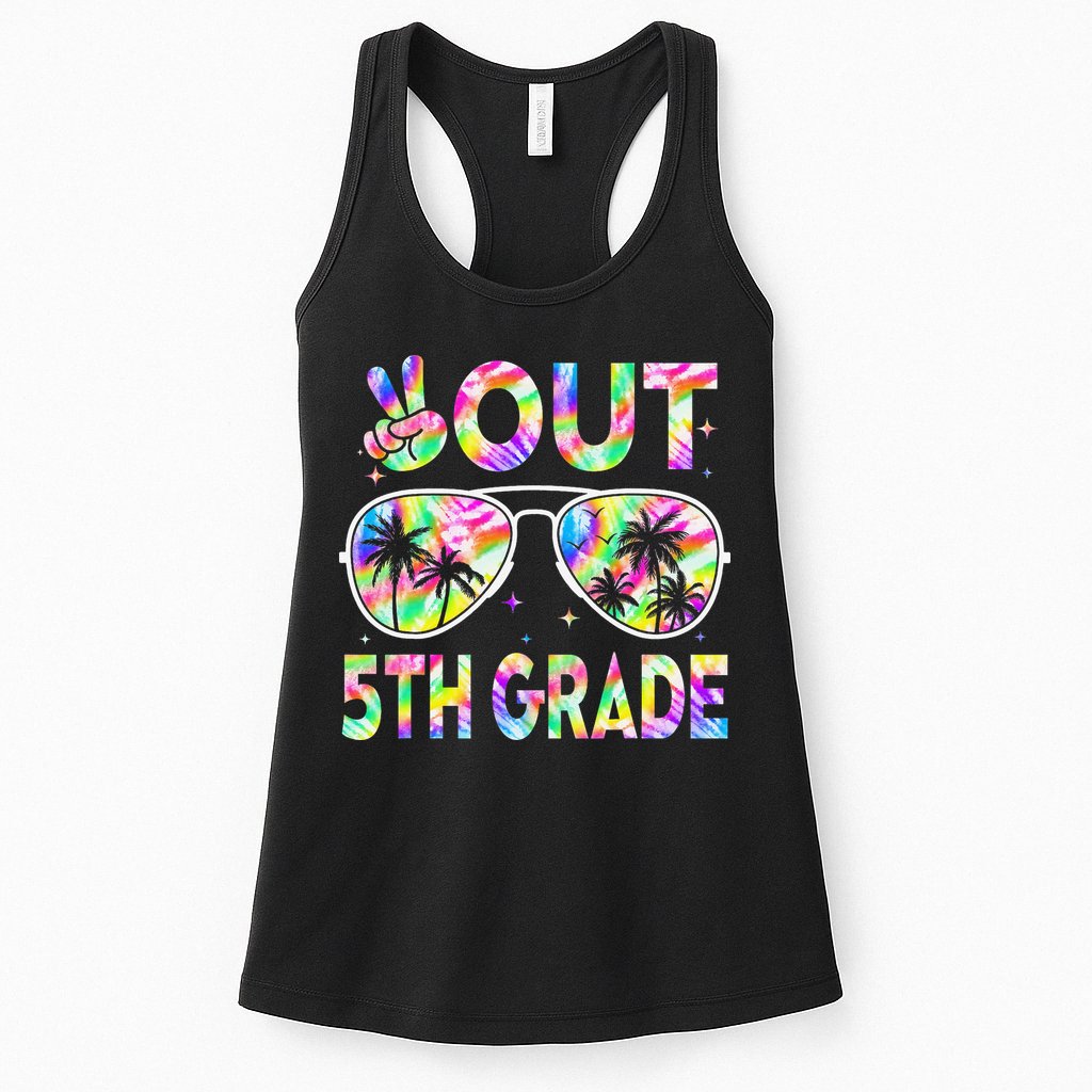 Peace Out 5th Grade Tie Dye Graduation Last Day Of School Womens Tank Top