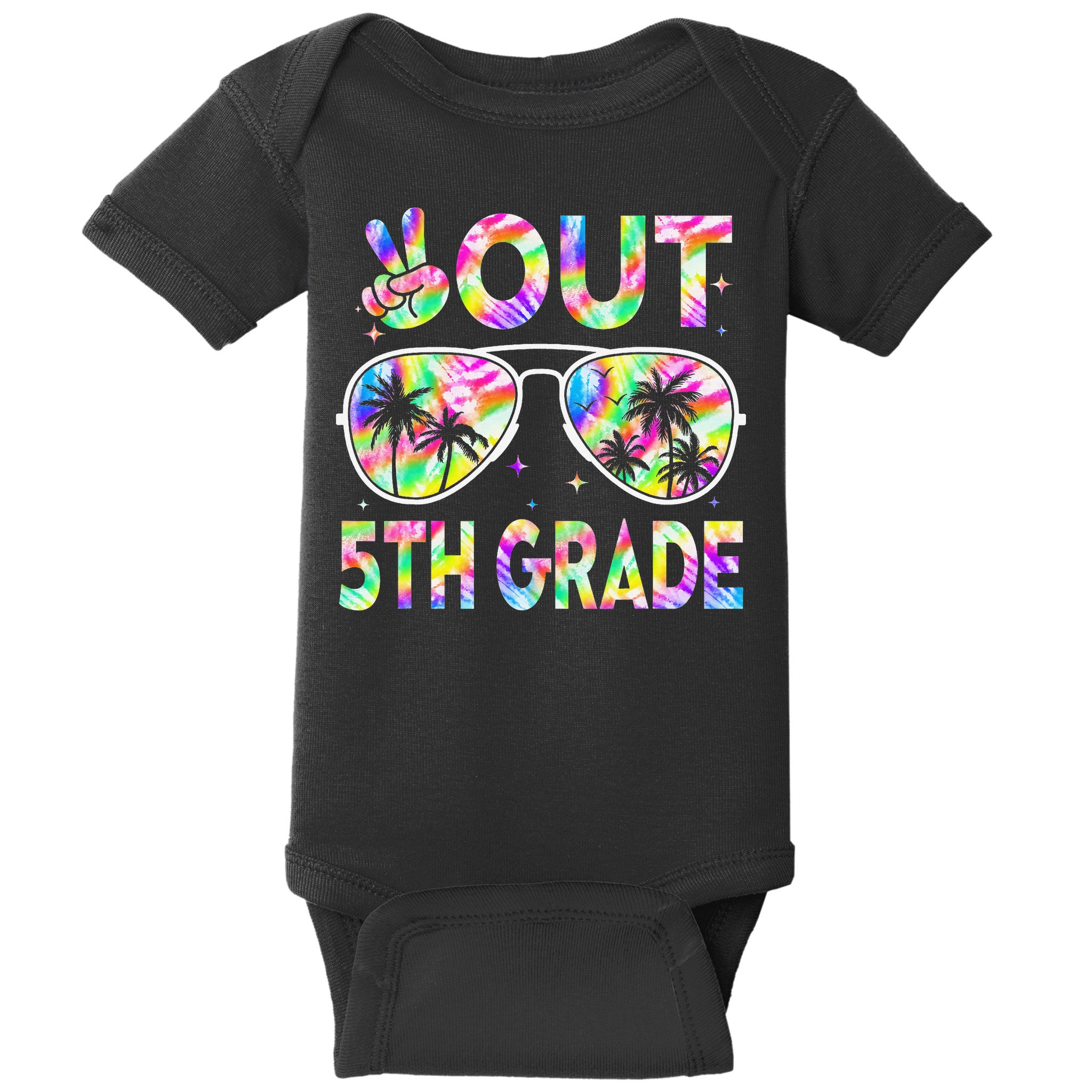 Peace Out 5th Grade Tie Dye Graduation Last Day Of School Baby Bodysuit