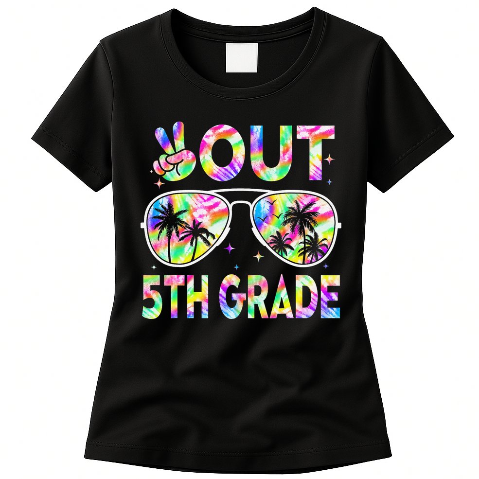 Peace Out 5th Grade Tie Dye Graduation Last Day Of School Womens T-Shirt