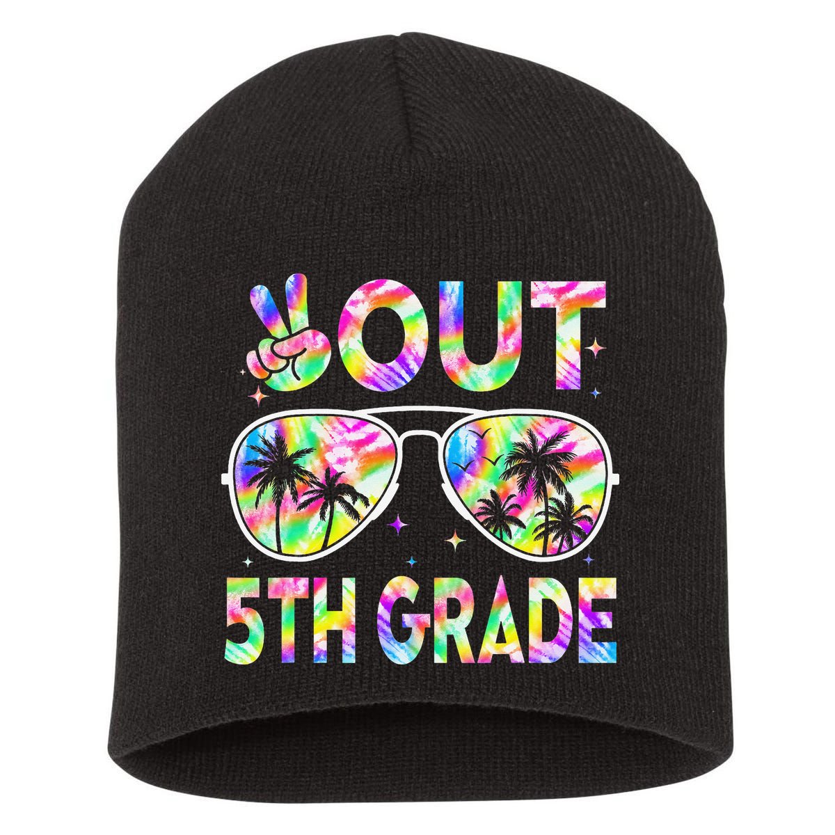 Peace Out 5th Grade Tie Dye Graduation Last Day Of School Short Acrylic Beanie