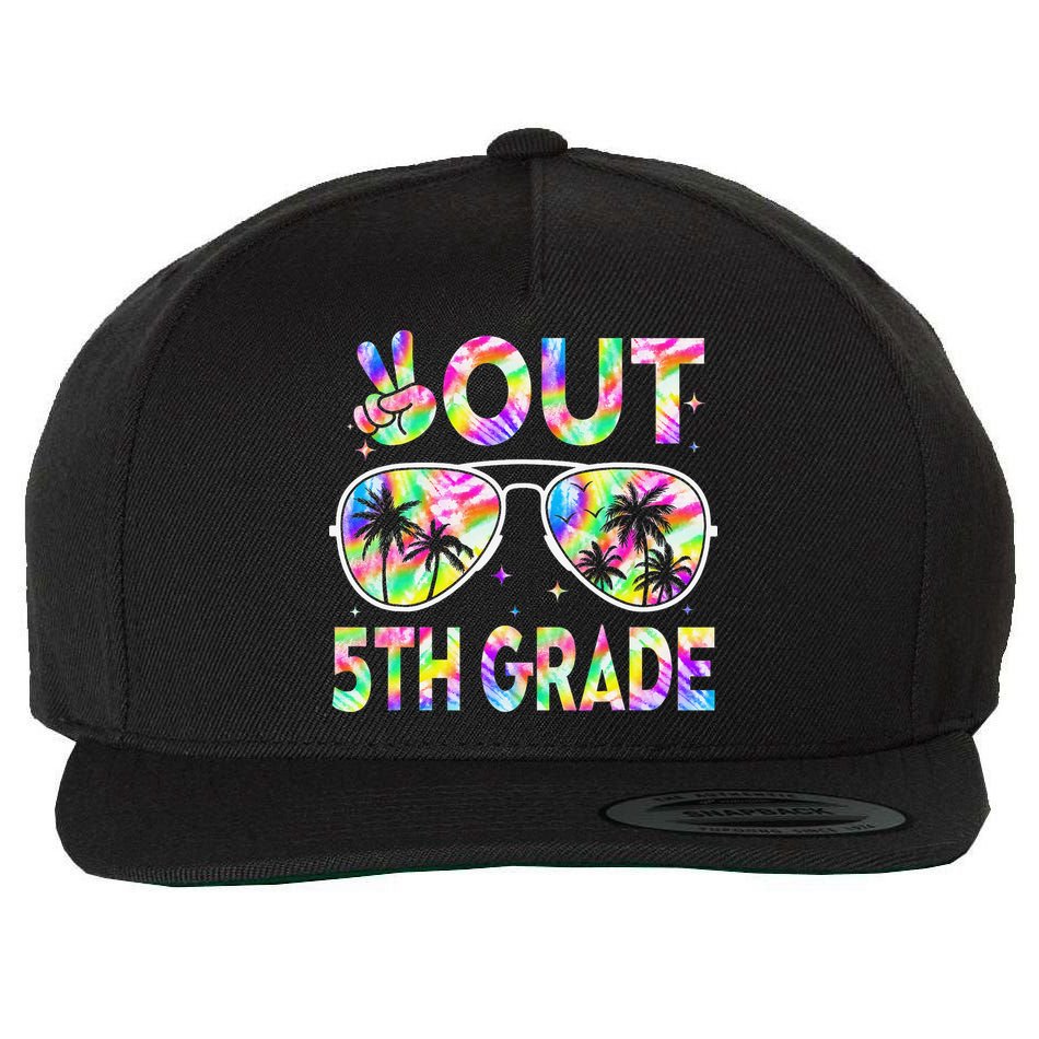 Peace Out 5th Grade Tie Dye Graduation Last Day Of School Wool Snapback Cap