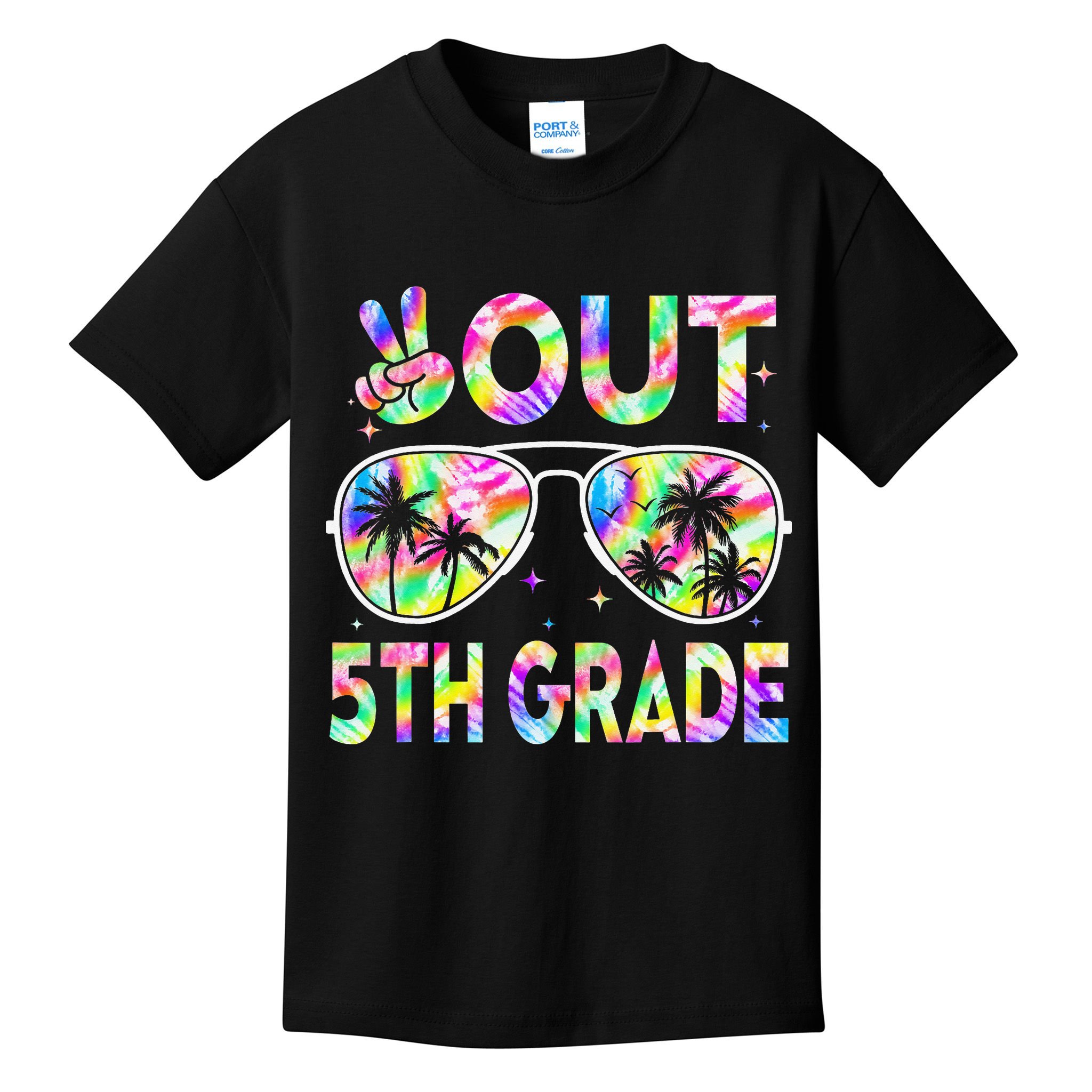 Peace Out 5th Grade Tie Dye Graduation Last Day Of School Kids T-Shirt