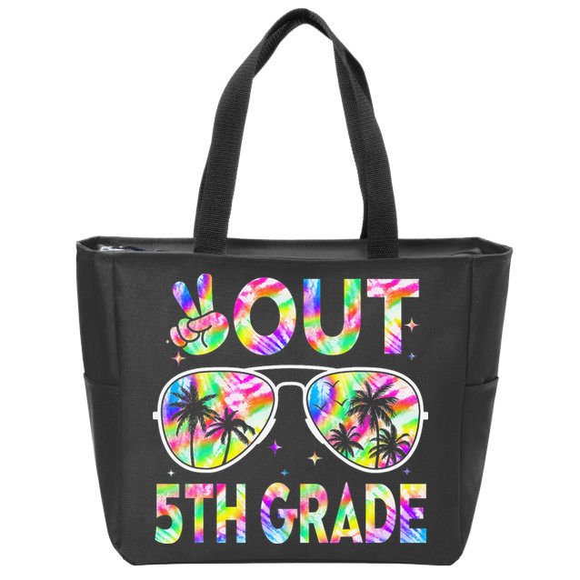Peace Out 5th Grade Tie Dye Graduation Last Day Of School Zip Tote Bag