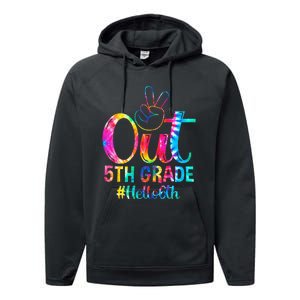 Peace Out 5th Grade Hello 6th Grade Back To School Tie Dye Performance Fleece Hoodie