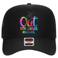 Peace Out 5th Grade Hello 6th Grade Back To School Tie Dye High Crown Mesh Back Trucker Hat