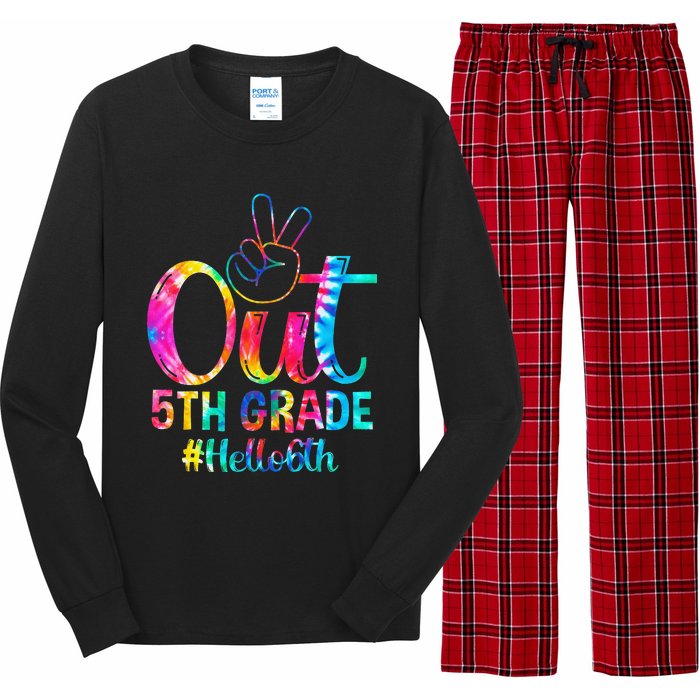 Peace Out 5th Grade Hello 6th Grade Back To School Tie Dye Long Sleeve Pajama Set