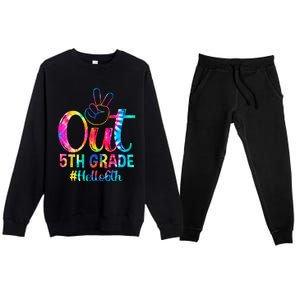 Peace Out 5th Grade Hello 6th Grade Back To School Tie Dye Premium Crewneck Sweatsuit Set