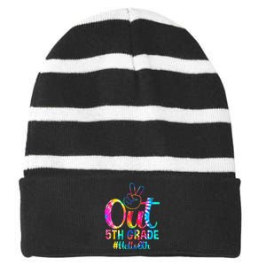 Peace Out 5th Grade Hello 6th Grade Back To School Tie Dye Striped Beanie with Solid Band