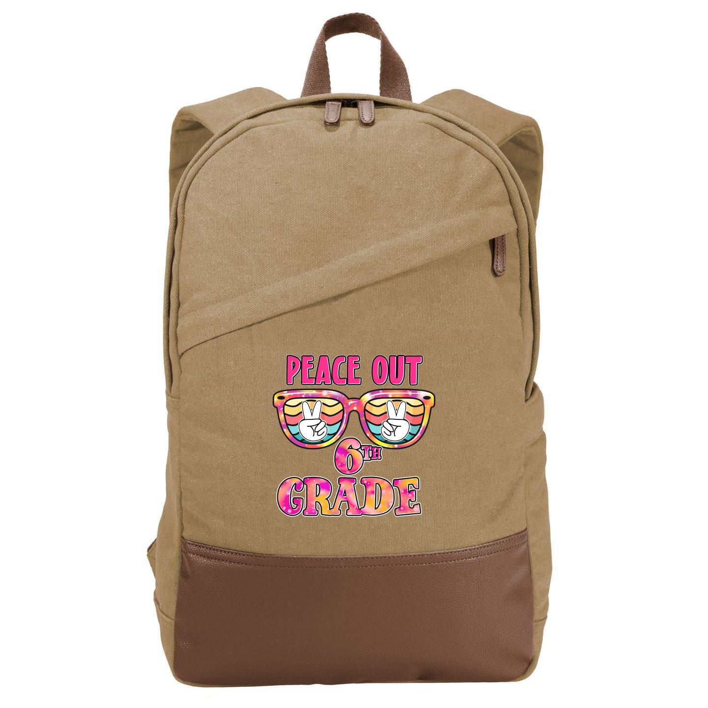 Peace Out 6th Sixth Grade Graduation Last Day Of School Gift Cotton Canvas Backpack