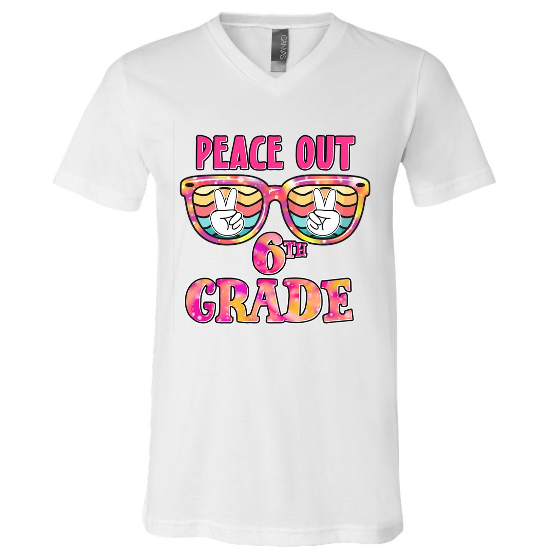 Peace Out 6th Sixth Grade Graduation Last Day Of School Gift V-Neck T-Shirt