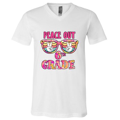 Peace Out 6th Sixth Grade Graduation Last Day Of School Gift V-Neck T-Shirt