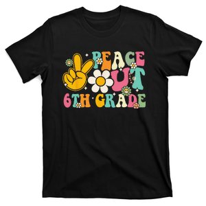 Peace Out 6th Grade Graduation Last Day Of School Groovy T-Shirt