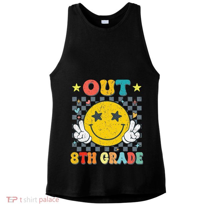 Peace Out 8th Grade Graduate Graduation Last Day Of School Ladies PosiCharge Tri-Blend Wicking Tank