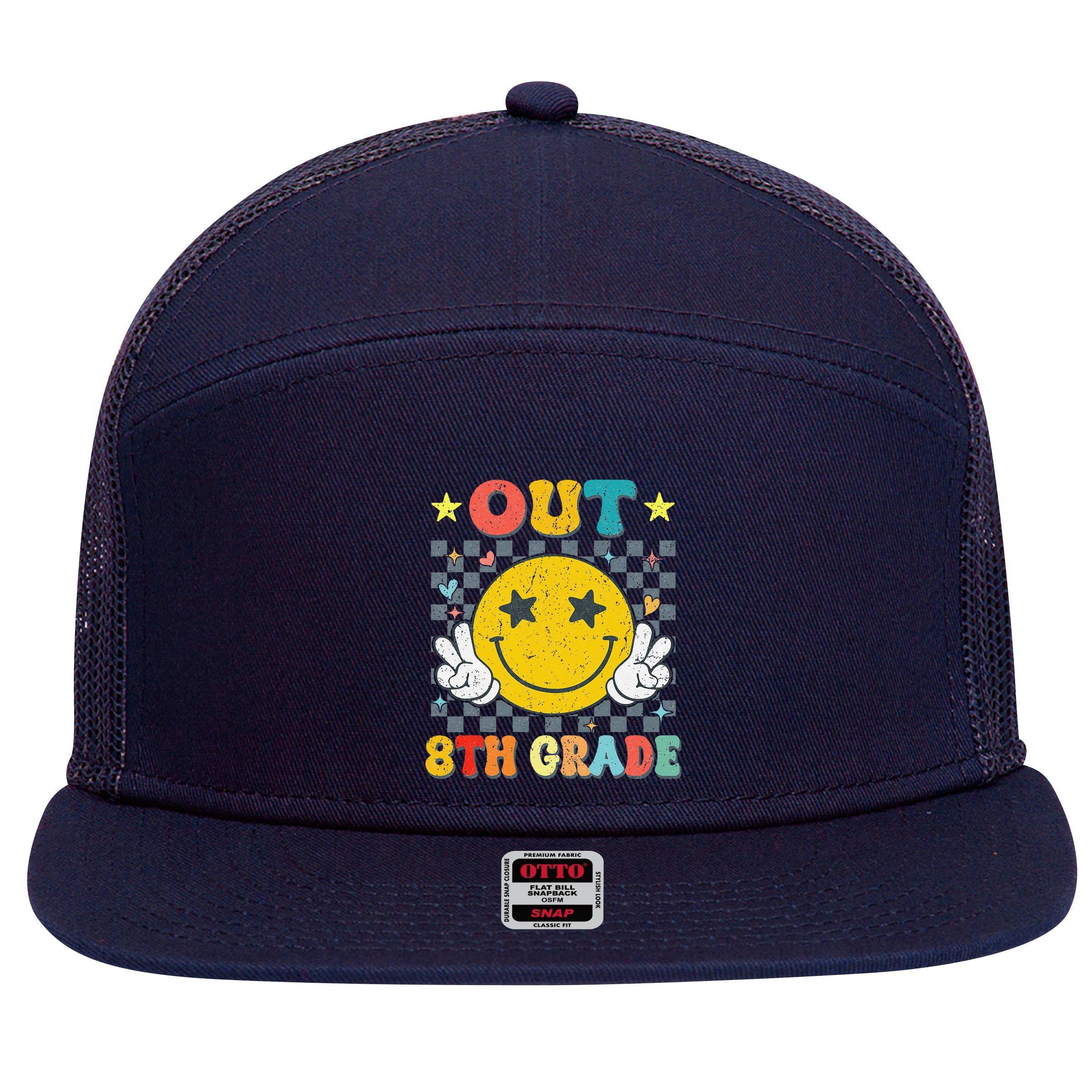 Peace Out 8th Grade Graduate Graduation Last Day Of School 7 Panel Mesh Trucker Snapback Hat