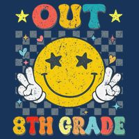 Peace Out 8th Grade Graduate Graduation Last Day Of School 7 Panel Mesh Trucker Snapback Hat