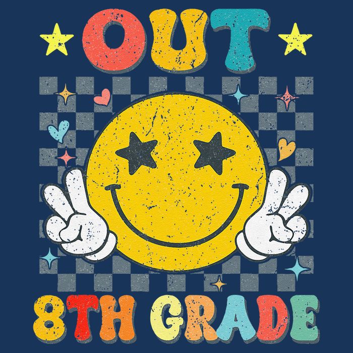 Peace Out 8th Grade Graduate Graduation Last Day Of School 7 Panel Mesh Trucker Snapback Hat