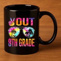 Peace Out 8th Grade Tie Dye Graduation Last Day Of School 11oz C Handle Ceramic Mug