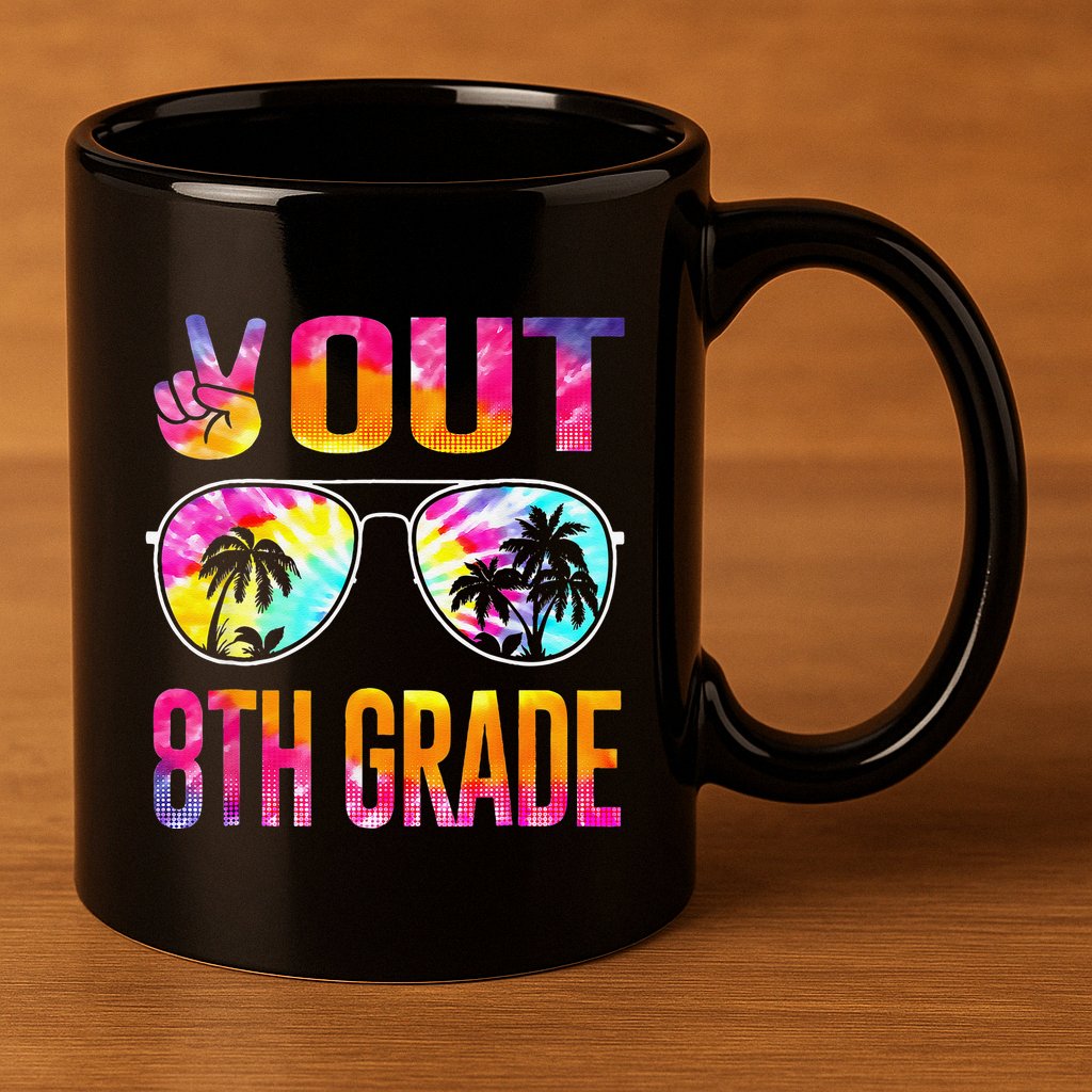 Peace Out 8th Grade Tie Dye Graduation Last Day Of School 11oz C Handle Ceramic Mug