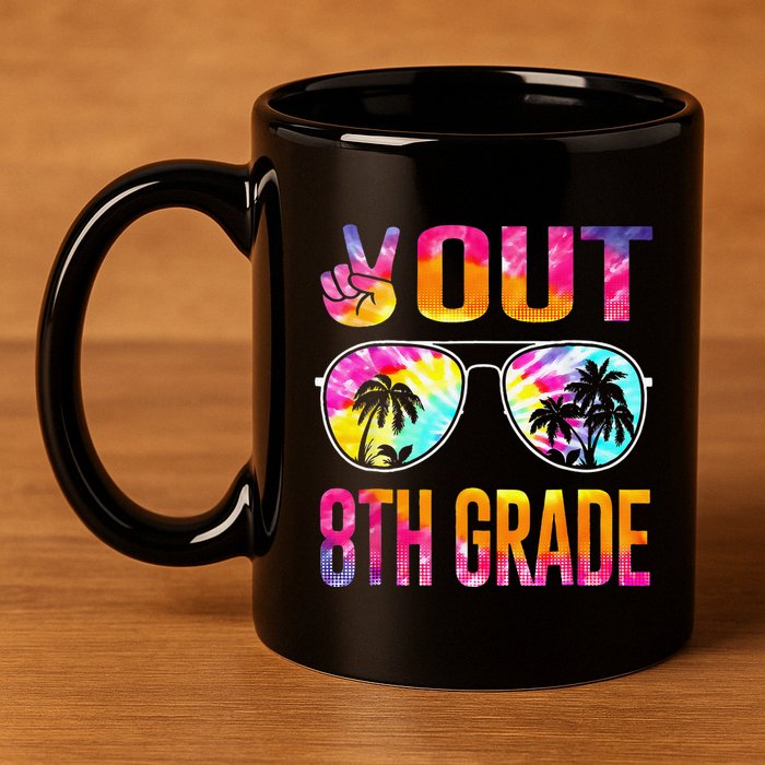 Peace Out 8th Grade Tie Dye Graduation Last Day Of School 11oz C Handle Ceramic Mug
