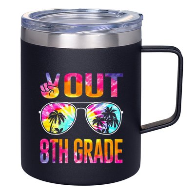 Peace Out 8th Grade Tie Dye Graduation Last Day Of School 12oz Stainless Steel Coffee Mug