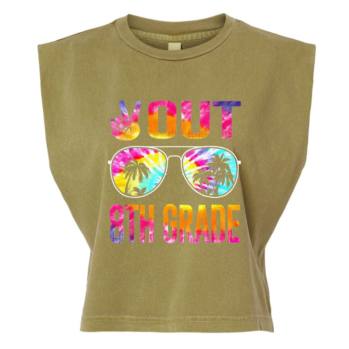 Peace Out 8th Grade Tie Dye Graduation Last Day Of School Garment-Dyed Women's Muscle Tee
