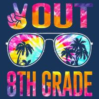 Peace Out 8th Grade Tie Dye Graduation Last Day Of School 7 Panel Mesh Trucker Snapback Hat