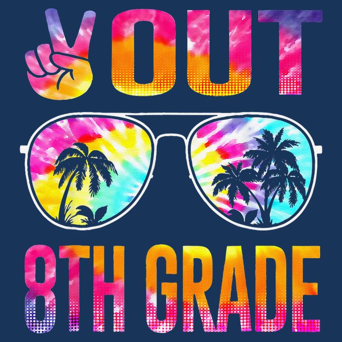 Peace Out 8th Grade Tie Dye Graduation Last Day Of School 7 Panel Mesh Trucker Snapback Hat
