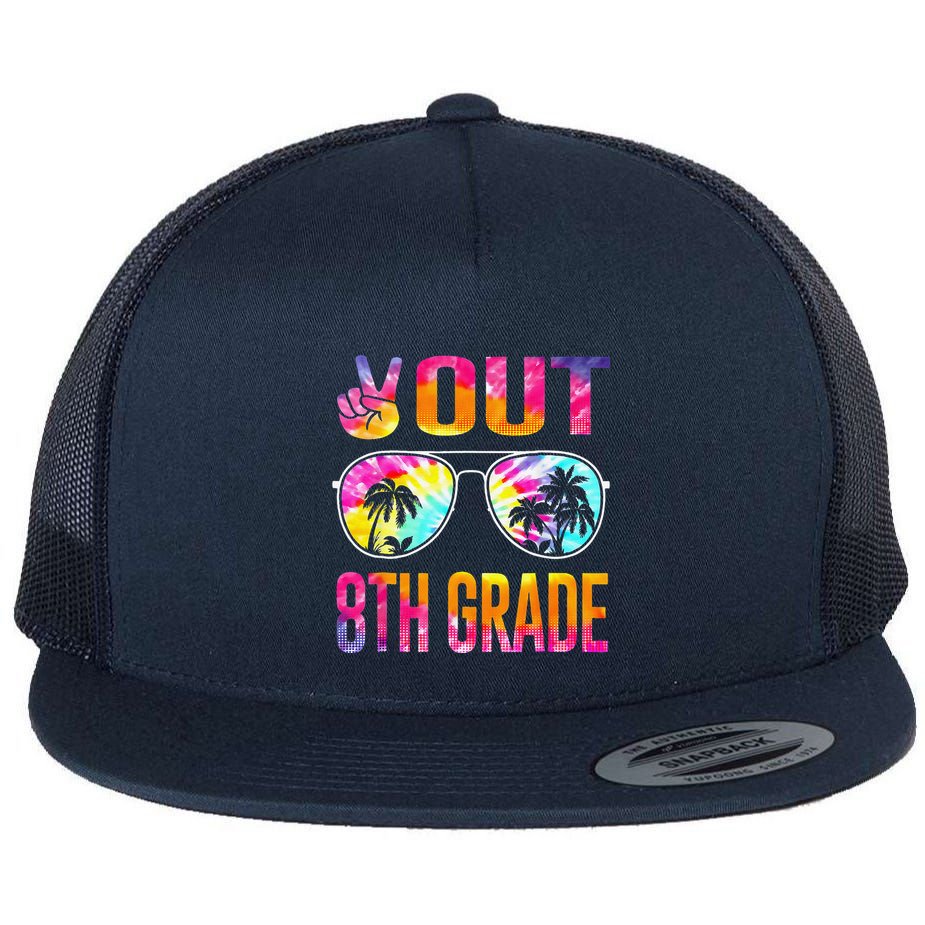 Peace Out 8th Grade Tie Dye Graduation Last Day Of School Flat Bill Trucker Hat