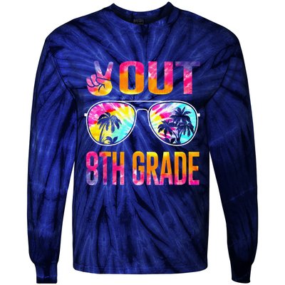 Peace Out 8th Grade Tie Dye Graduation Last Day Of School Tie-Dye Long Sleeve Shirt