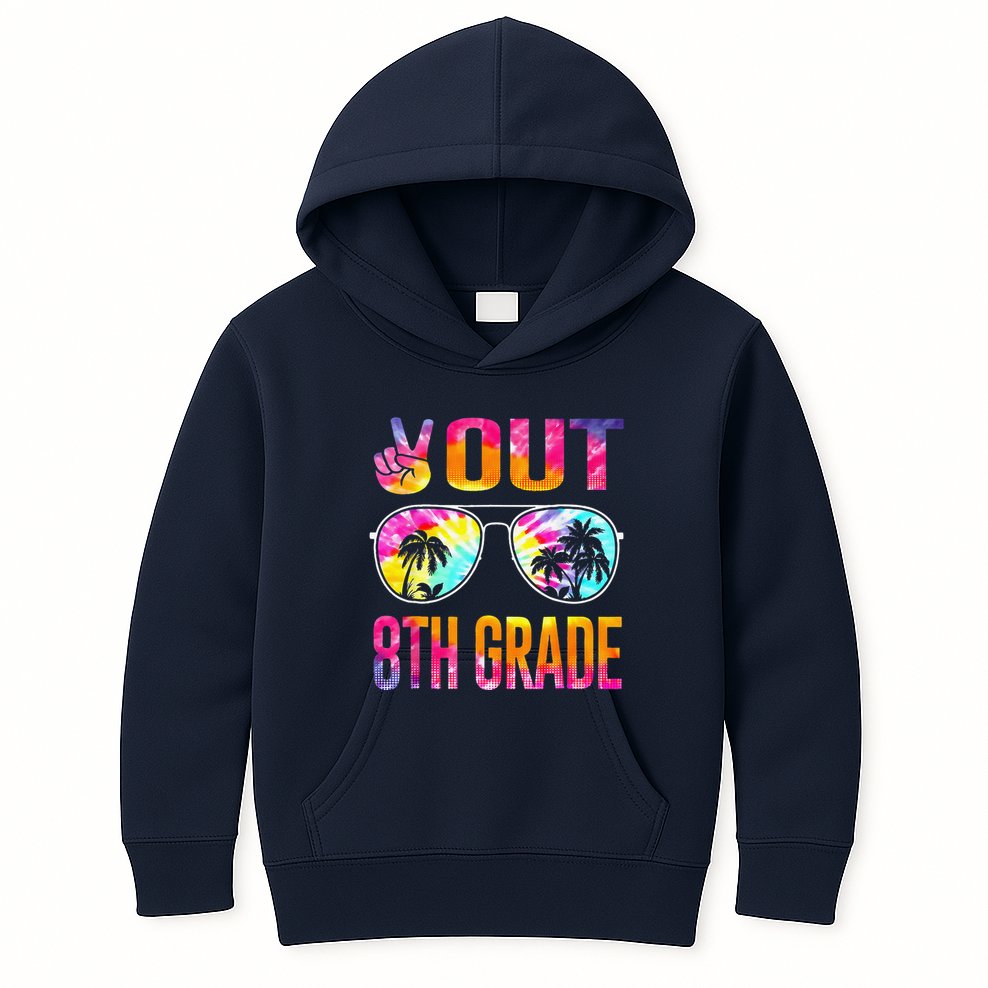 Peace Out 8th Grade Tie Dye Graduation Last Day Of School Kids Hoodie