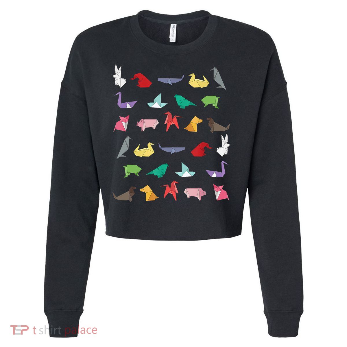 Paper Origami Animals Gifts for Origami Lovers Japanese Art Cropped Pullover Crew
