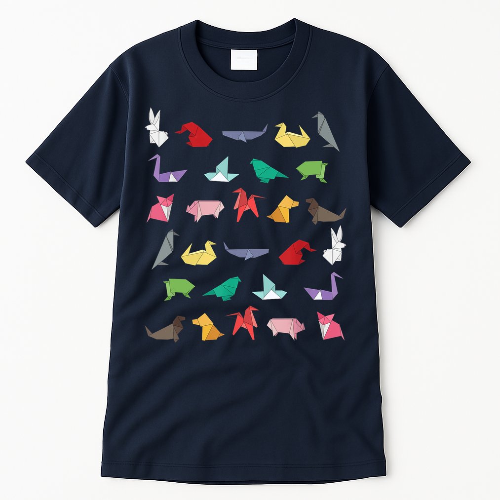 Paper Origami Animals Gifts for Origami Lovers Japanese Art Tall T-Shirt
