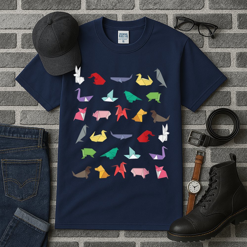 Paper Origami Animals Gifts for Origami Lovers Japanese Art Tall T-Shirt