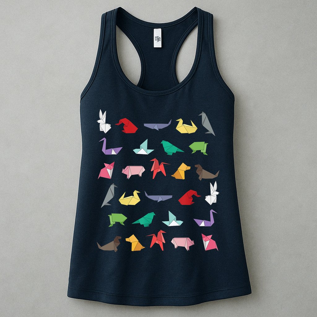 Paper Origami Animals Gifts for Origami Lovers Japanese Art Womens Tank Top