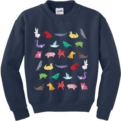 Paper Origami Animals Gifts for Origami Lovers Japanese Art Kids Sweatshirt