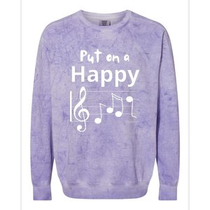 Put On A Happy Face Musical Notes Funny Colorblast Crewneck Sweatshirt