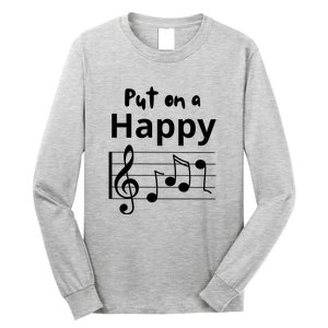 Put On A Happy Face Musical Notes Funny Long Sleeve Shirt