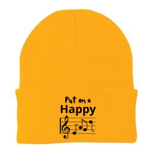 Put On A Happy Face Musical Notes Funny Knit Cap Winter Beanie