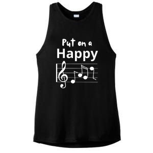 Put On A Happy Face Musical Notes Funny Ladies PosiCharge Tri-Blend Wicking Tank