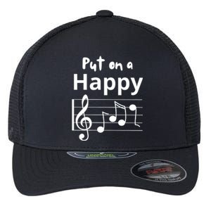 Put On A Happy Face Musical Notes Funny Flexfit Unipanel Trucker Cap