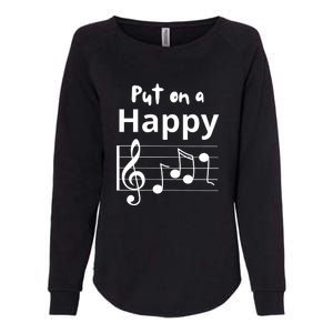 Put On A Happy Face Musical Notes Funny Womens California Wash Sweatshirt