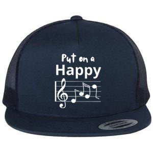 Put On A Happy Face Musical Notes Funny Flat Bill Trucker Hat