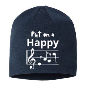 Put On A Happy Face Musical Notes Funny Sustainable Beanie