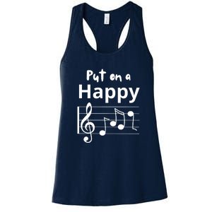 Put On A Happy Face Musical Notes Funny Women's Racerback Tank