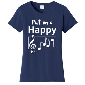 Put On A Happy Face Musical Notes Funny Women's T-Shirt