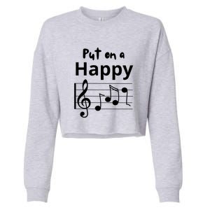 Put On A Happy Face Musical Notes Funny Cropped Pullover Crew