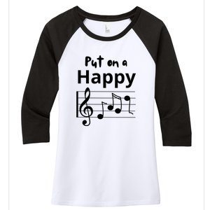 Put On A Happy Face Musical Notes Funny Women's Tri-Blend 3/4-Sleeve Raglan Shirt