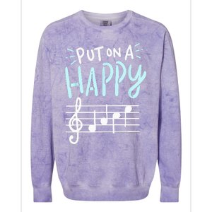 Put On A Happy Face Music Funny Music Teacher Colorblast Crewneck Sweatshirt