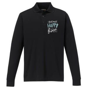 Put On A Happy Face Music Funny Music Teacher Performance Long Sleeve Polo